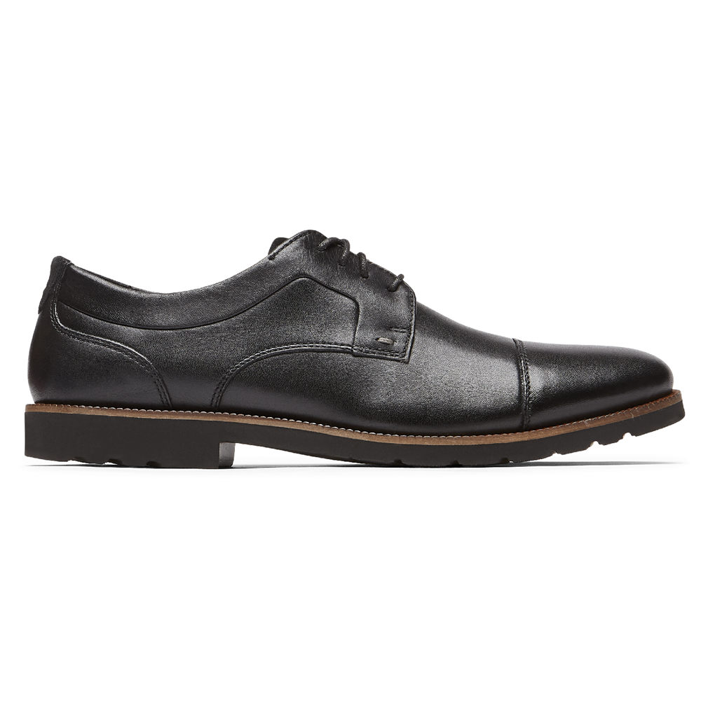 Rockport Mens Oxfords Black - Sharp & Ready 2 Cap Toe - UK 745-QEGNCV